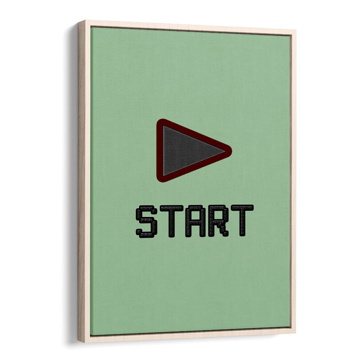 Start Gaming Gaming Art Artwork in Oak Wood Floater Frame