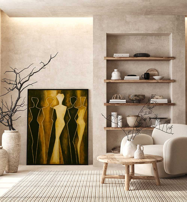 STATUES IN THE GLOW , EXPRESSIONISM PAINTINGS