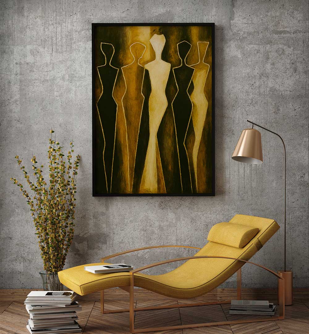 STATUES IN THE GLOW , EXPRESSIONISM PAINTINGS