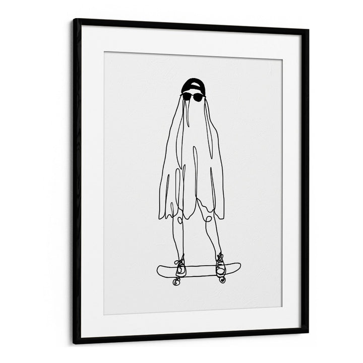 Stay Creepy Line Art Artwork in Black Frame With Mount