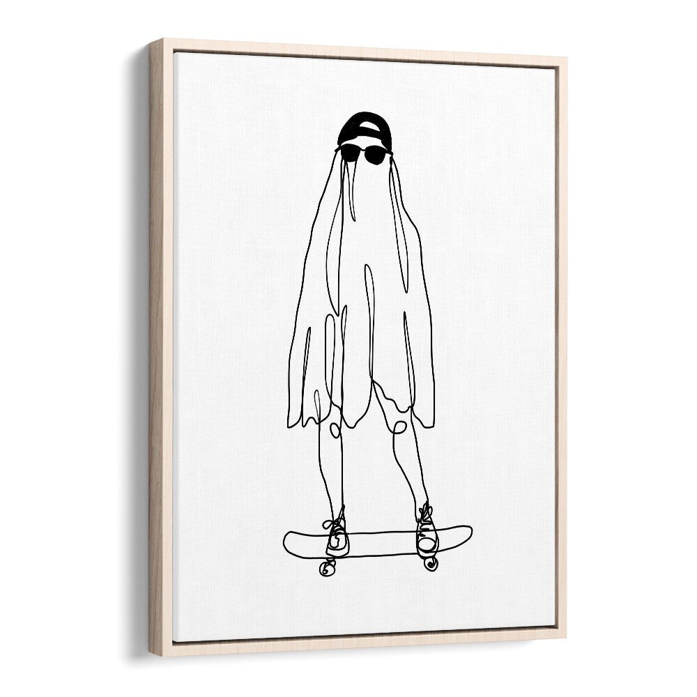 Stay Creepy Line Art Artwork in Oak Wood Floater Frame