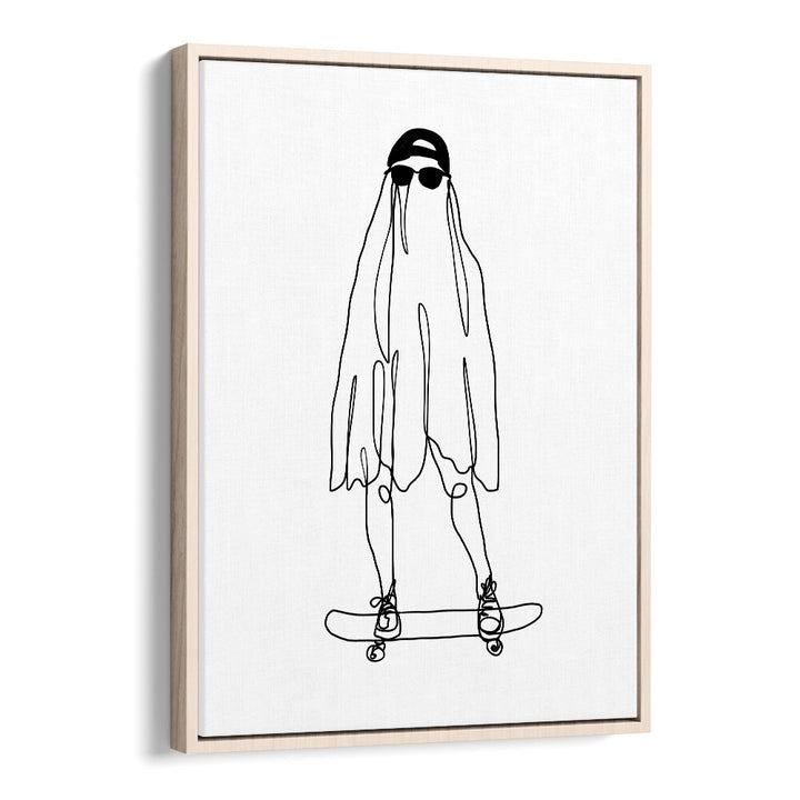 Stay Creepy Line Art Artwork in Oak Wood Floater Frame