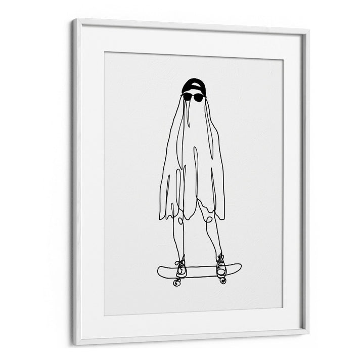 Stay Creepy Line Art Artwork in White Frame With Mount