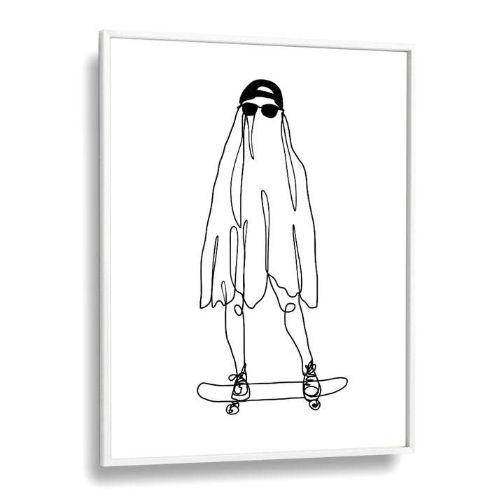 Stay Creepy Line Art Artwork in White Plain Frame