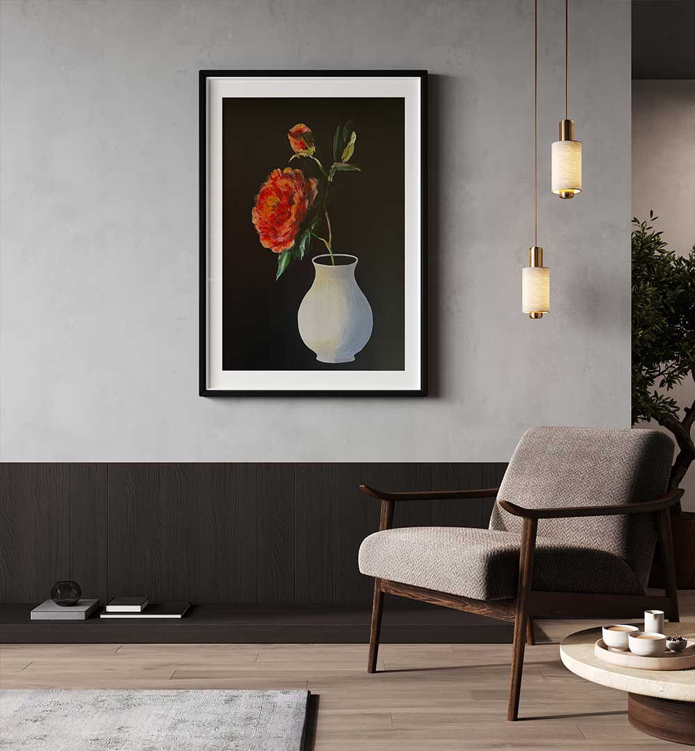 STILL LIFE WITH PEONIES , FLORAL FLOWER PAINTINGS