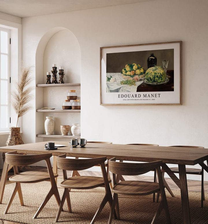 STILL LIFE WITH MELON & PEACHES , VINTAGE PAINTINGS