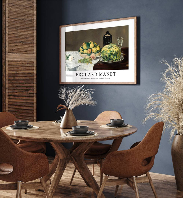 STILL LIFE WITH MELON & PEACHES , VINTAGE PAINTINGS