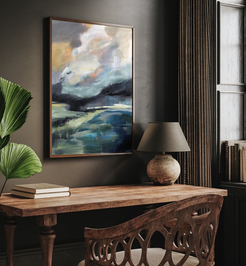Stylish STORMY HORIZONS landscape paintings enhance home decor with bold colors and abstract beauty. Perfect for any space.