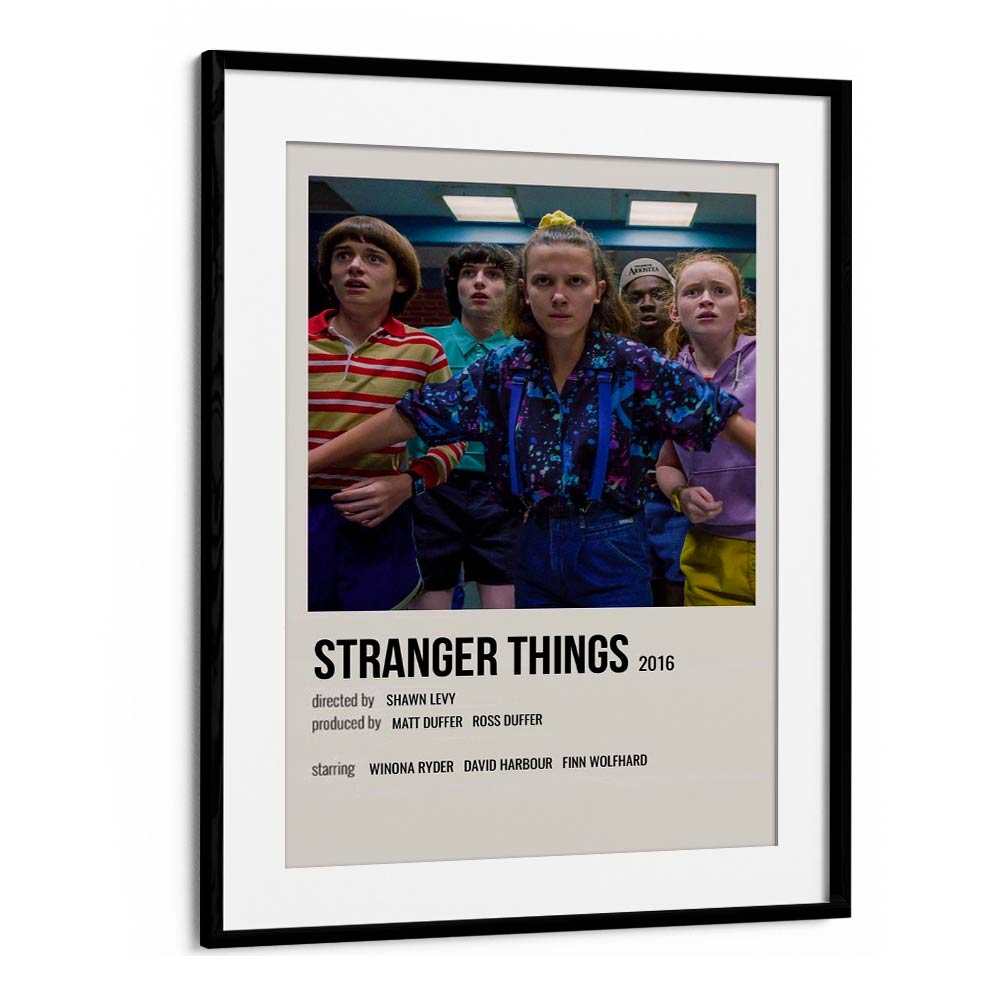 STRANGER THINGS 2016 I MOVIE POSTERS in Black Frame With Mount