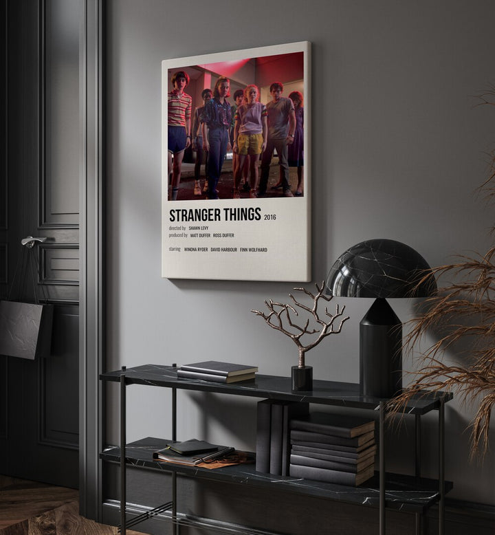 STRANGER THINGS 2016 II MOVIE POSTERS in Gallery Wrap hanging on wall above console table beside door