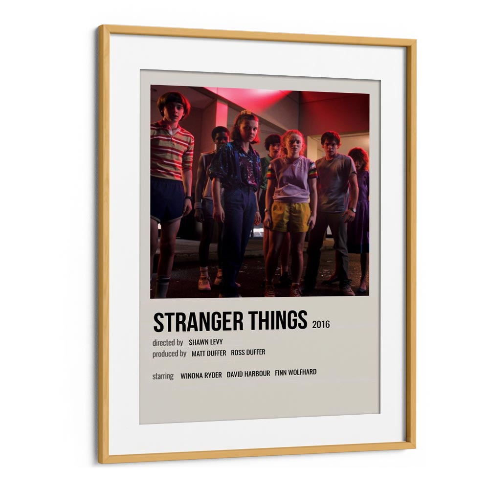 STRANGER THINGS 2016 II MOVIE POSTERS in Oak Wood Frame With Mount