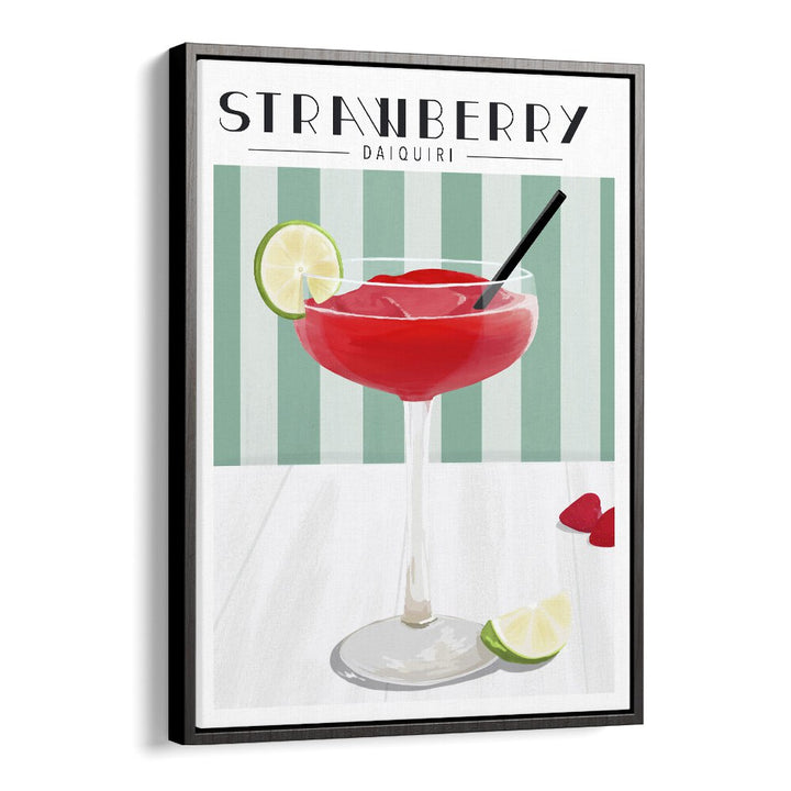 Strawberry Daiquiri Bar & Cafe Artwork in Black Floater Frame