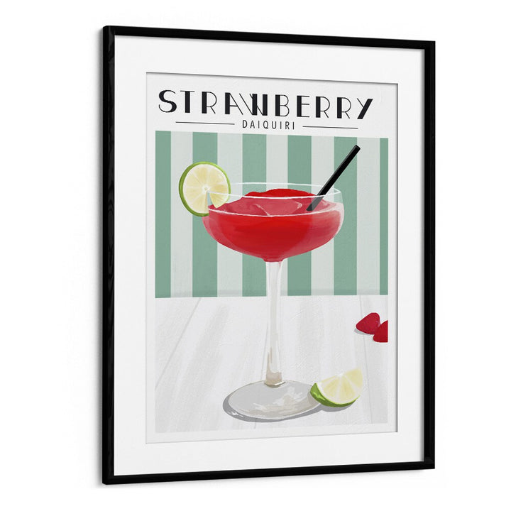 Strawberry Daiquiri Bar & Cafe Artwork in Black Frame With Mount