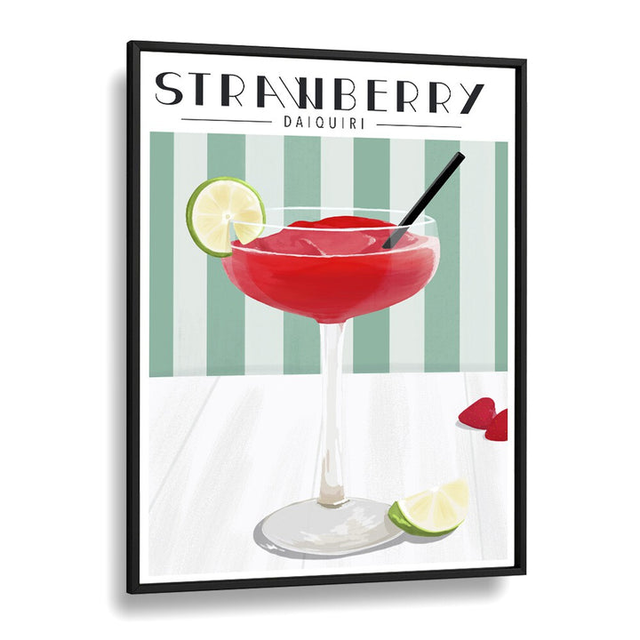 Strawberry Daiquiri Bar & Cafe Artwork in Black Plain Frame