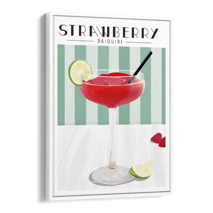 Strawberry Daiquiri Bar & Cafe Artwork in White Floater Frame