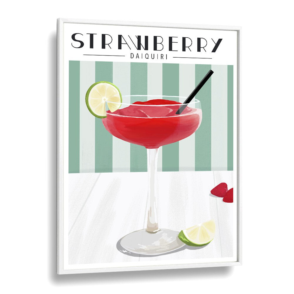 Strawberry Daiquiri Bar & Cafe Artwork in White Plain Frame