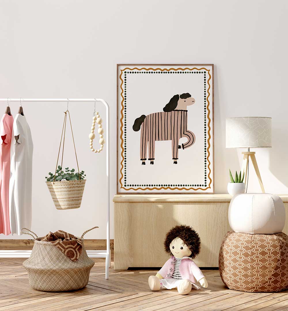 STRIPED HORSE HUMOR , KIDS ROOM PAINTINGS