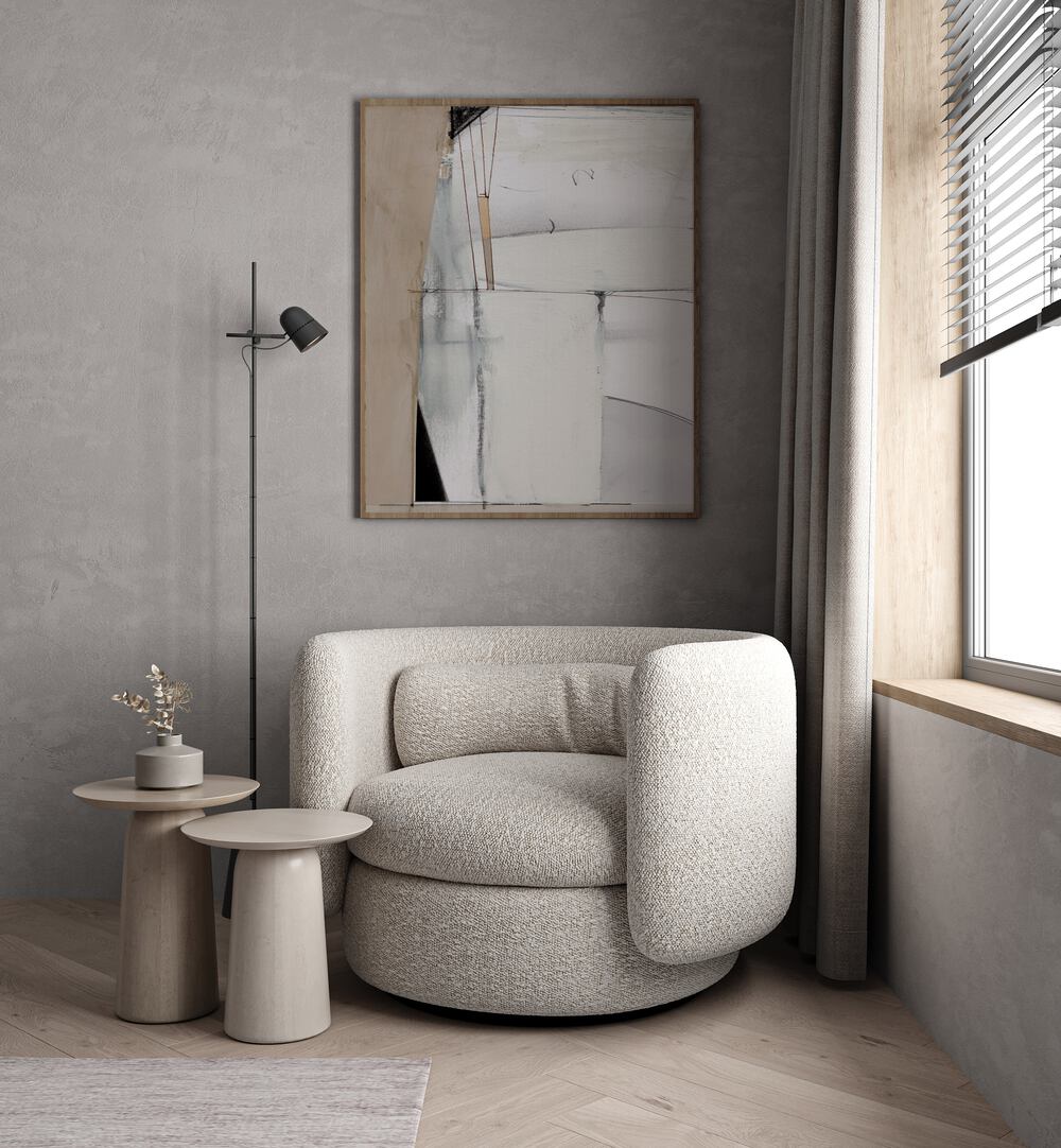 Stylish living room featuring STRONGER, ABSTRACT PAINTINGS, enhancing modern decor with vibrant colors and bold forms.