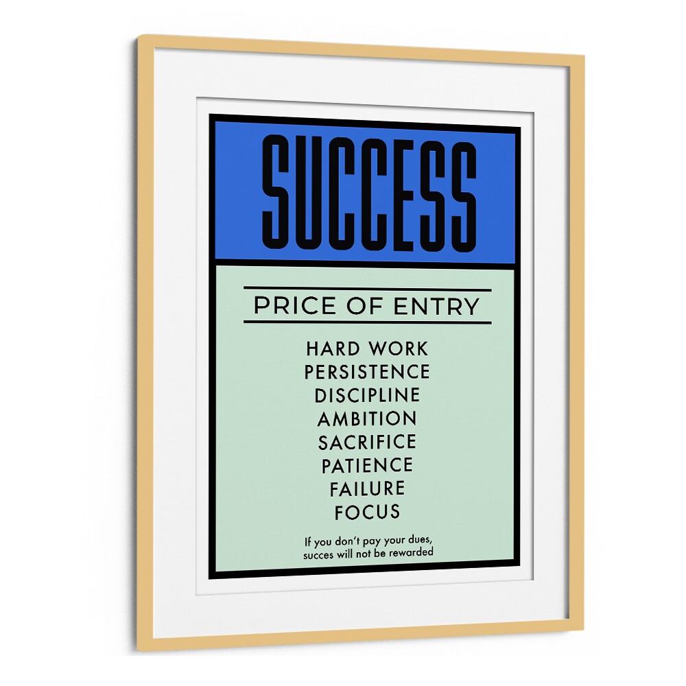 Success Money Art Artwork in Oak Wood Frame With Mount