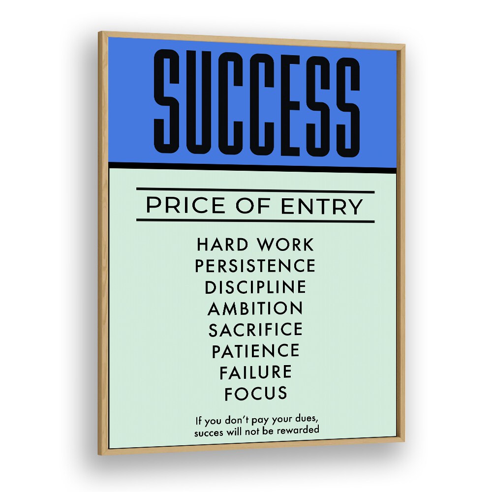 Success Money Art Artwork in Oak Wood Plain Frame