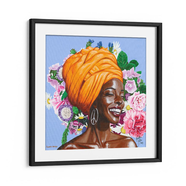 Summer Breeze  By Christian Beijer African Art in Black Frame With Mount
