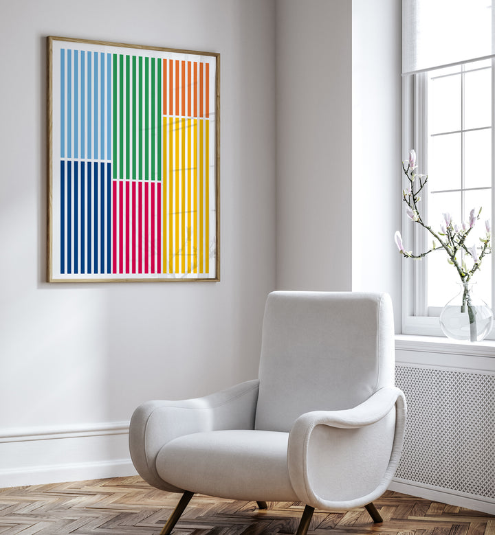 Summer Days   Geometric Art Artwork Placed on a wall In A Living Room 