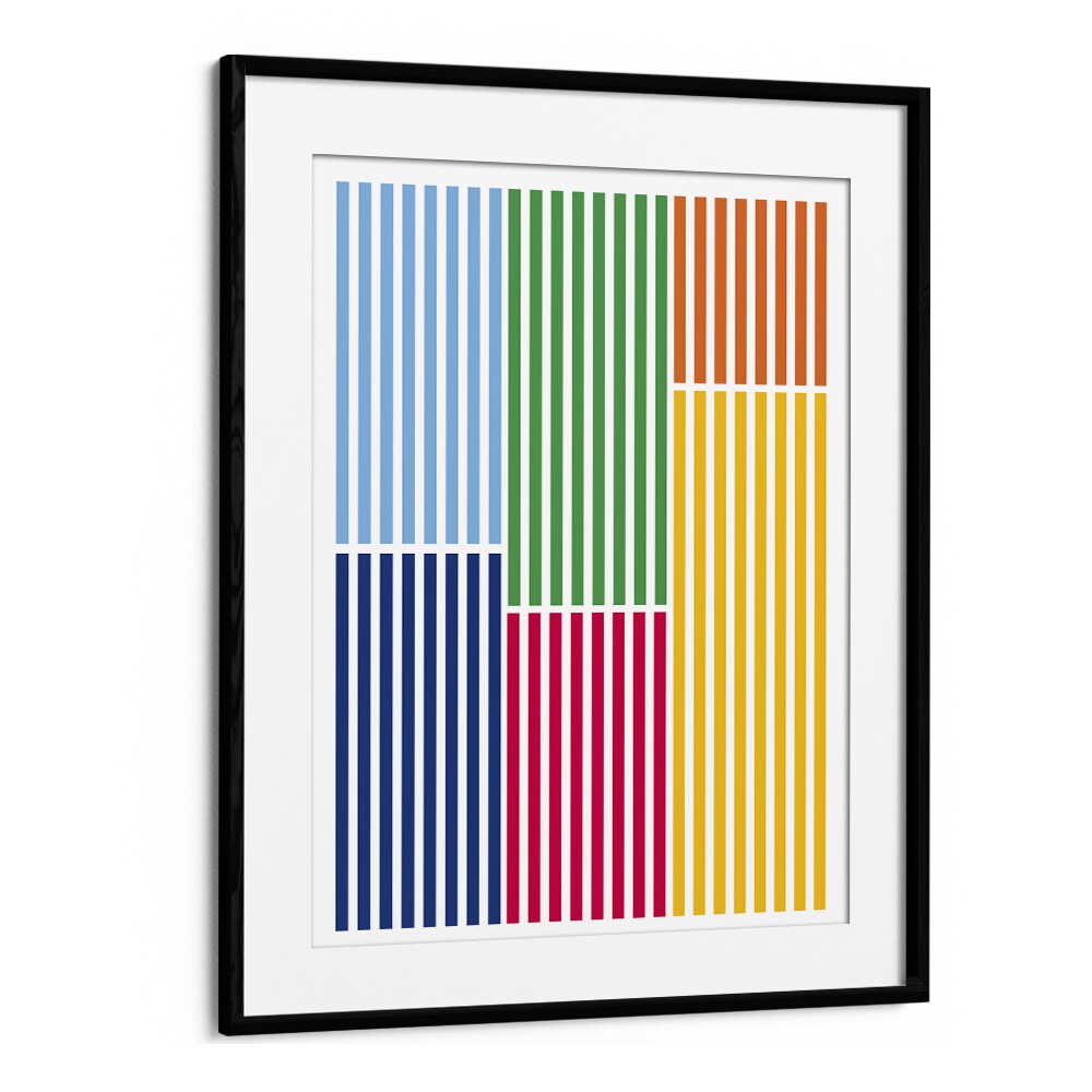 Summer Days Geometric Art Artwork in Black Frame With Mount