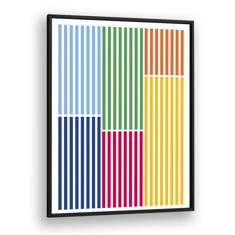 Summer Days Geometric art Artwork in Black Plain Frame