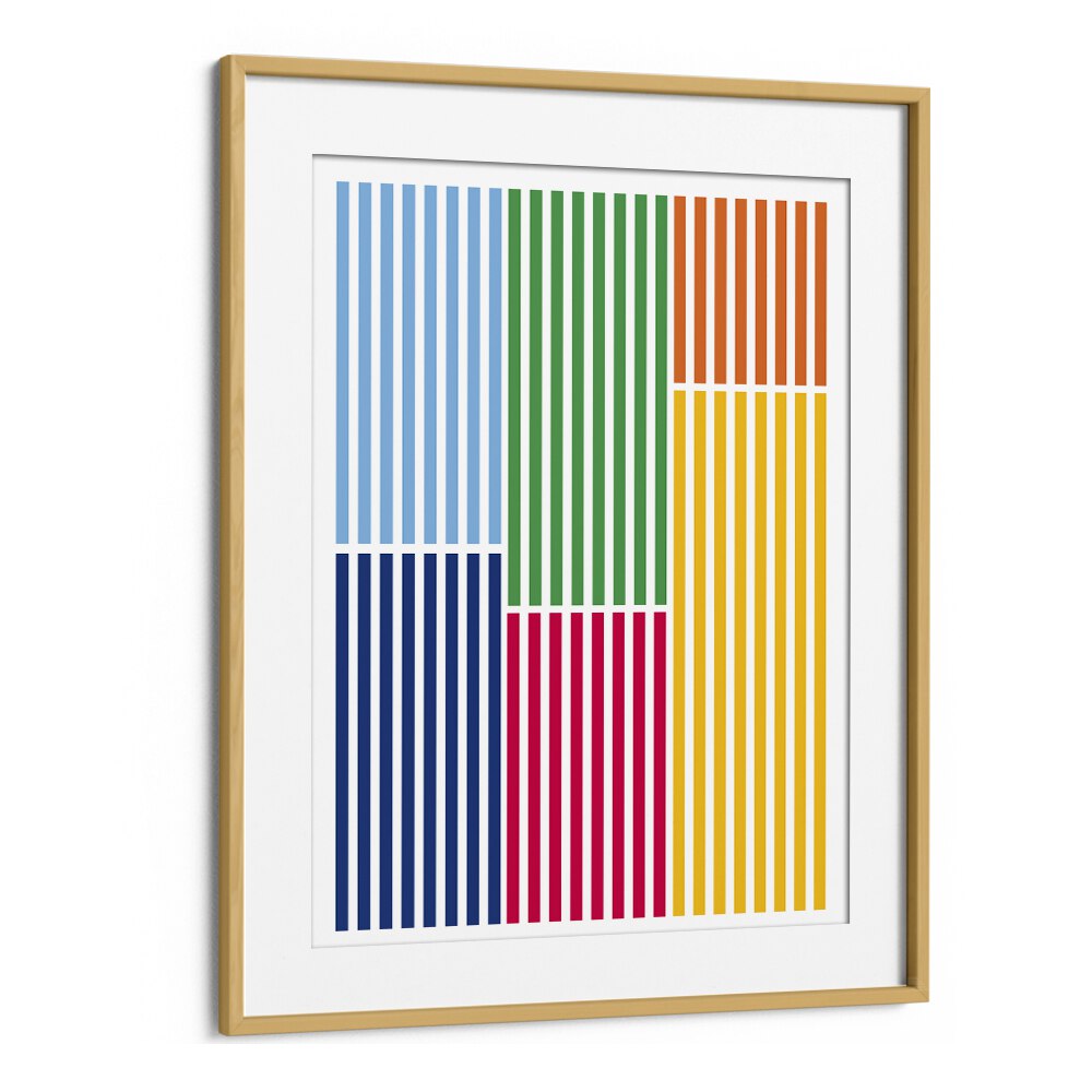 Summer Days Geometric Art Artwork in Oak Wood Frame With Mount