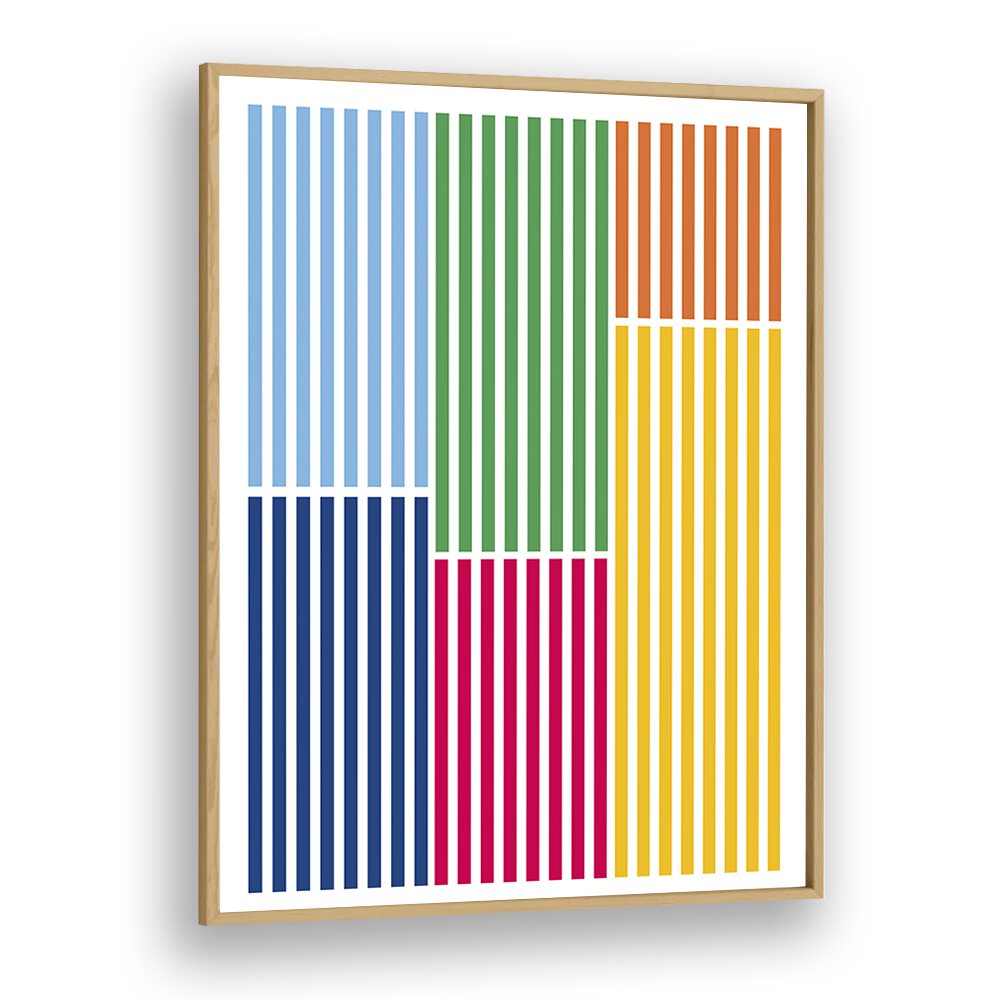 Summer Days Geometric Art Artwork in Oak Wood Plain Frame