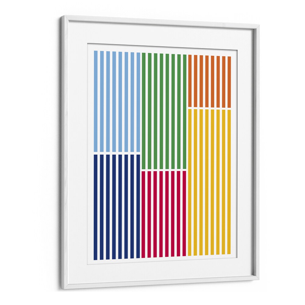 Summer Days Geometric Art Artwork in White Frame With Mount