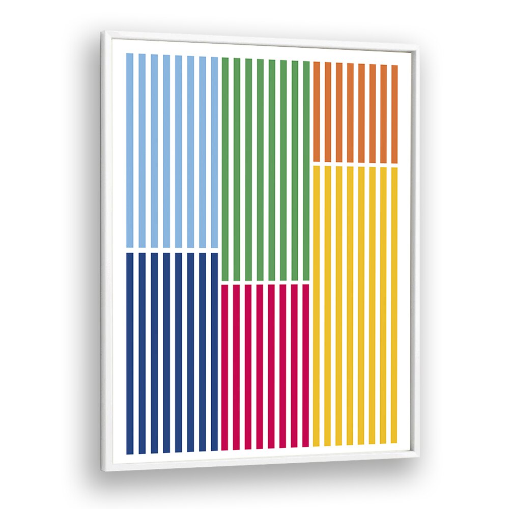 Summer Days Geometric art Artwork in White Plain Frame