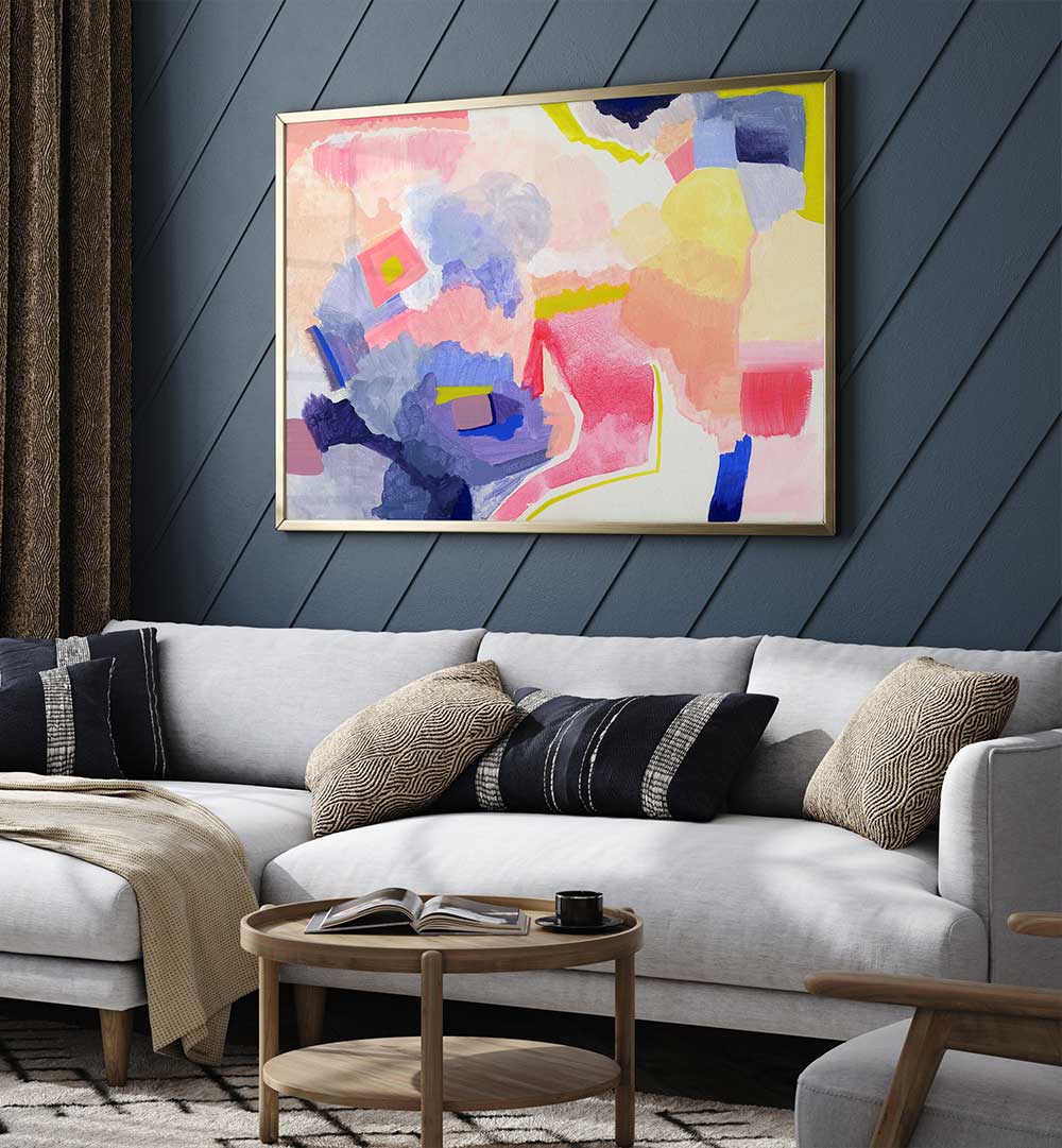 Brighten your space with SUMMER HAZE, ABSTRACT PAINTINGS, showcasing vibrant colors and inspiring brush strokes.