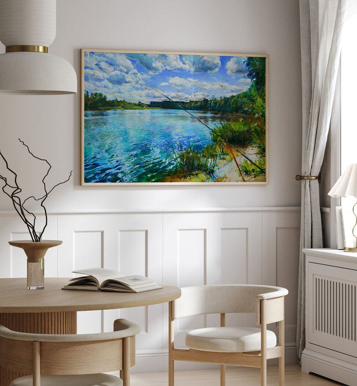 Stunning SUMMER RIVER, LANDSCAPE PAINTINGS showcasing tranquil water and nature, perfect for elegant home décor.