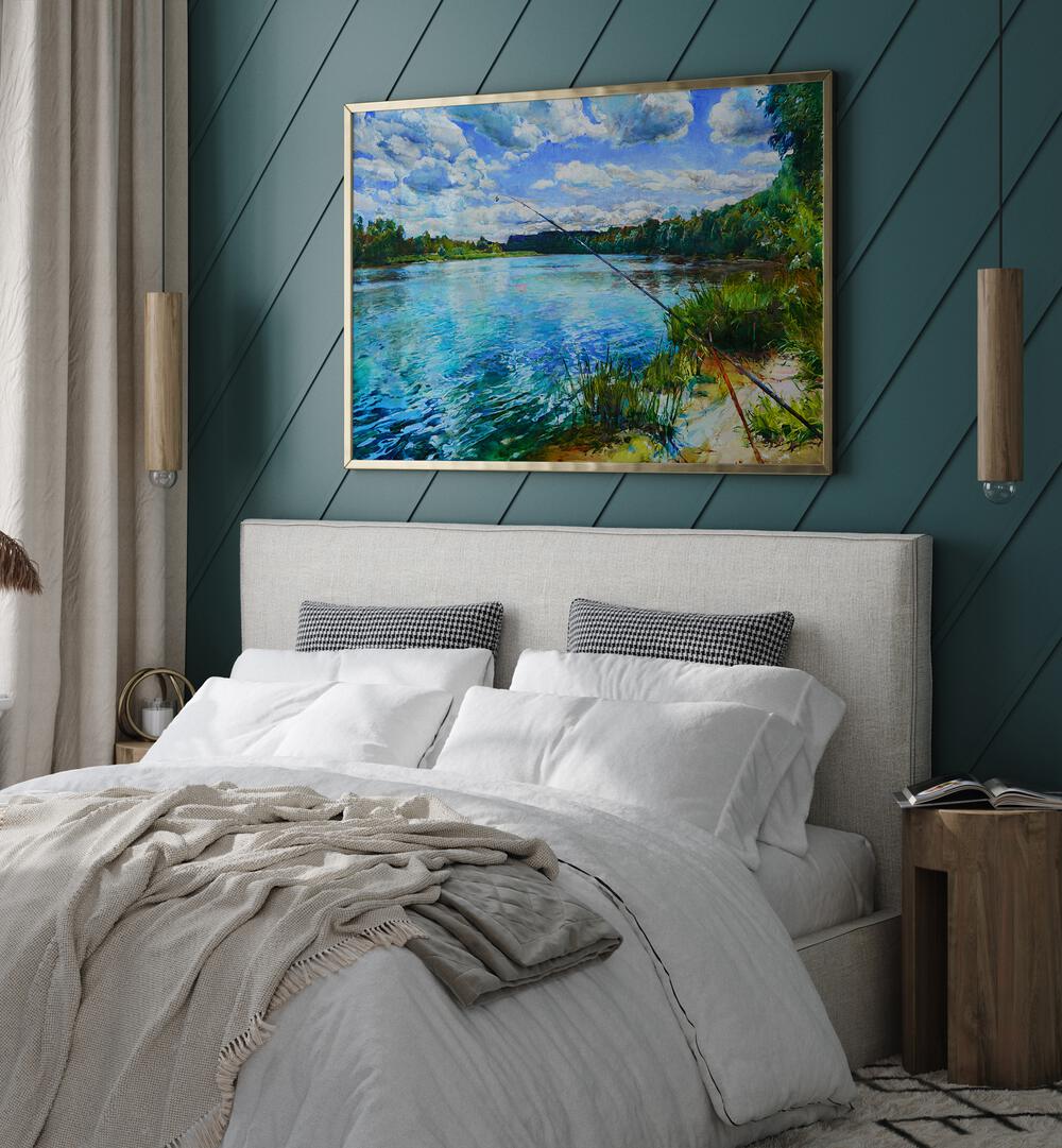 Vibrant SUMMER RIVER, LANDSCAPE PAINTINGS enhance your space with tranquility and natural beauty, perfect for any decor.