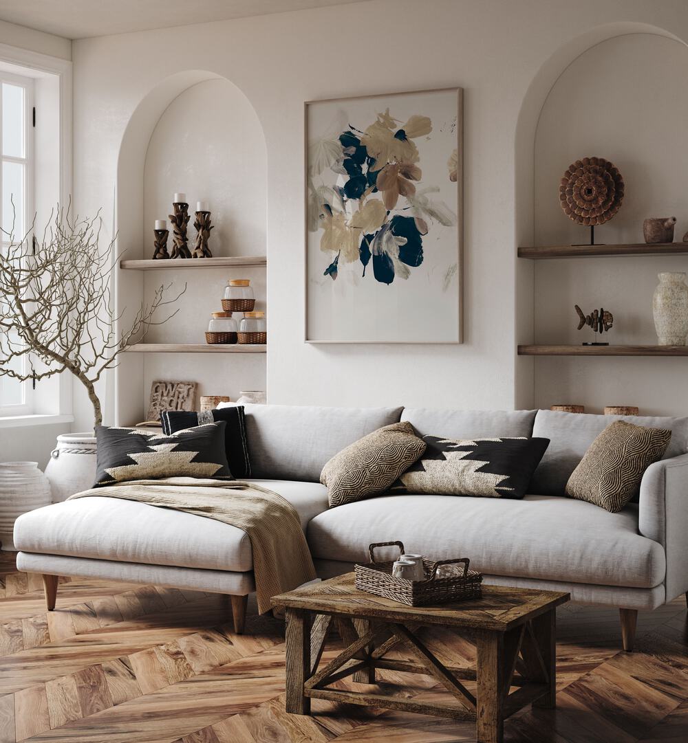 Vibrant SUMMER VIEW II, FLORAL FLOWER PAINTINGS brightening a modern living space with natural beauty.