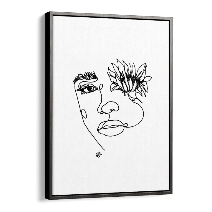 Sun In My Eyes Line Art Artwork in Black Floater Frame