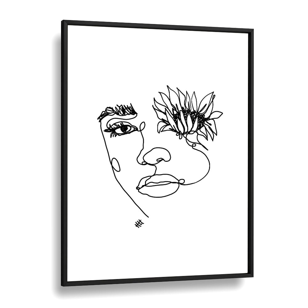 Sun In My Eyes Line Art Artwork in Black Plain Frame