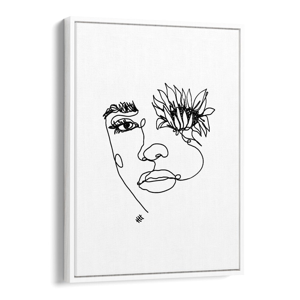 Sun In My Eyes Line Art Artwork in White Floater Frame