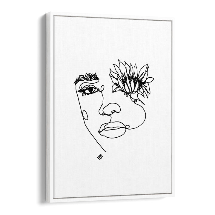 Sun In My Eyes Line Art Artwork in White Floater Frame