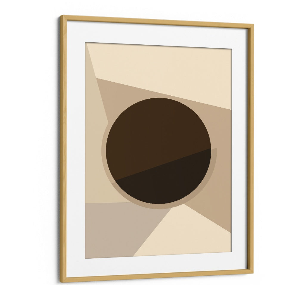 Sunday Morning Coffee Geometric Art Artwork in Oak Wood Frame With Mount