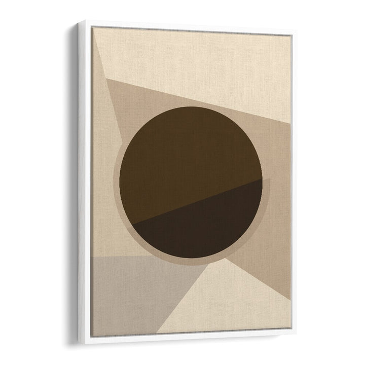 Sunday Morning Coffee Geometric art painting Artwork in White Floater Frame