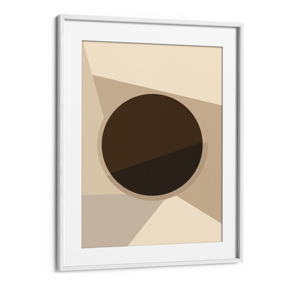 Sunday Morning Coffee Geometric Art Artwork in White Frame With Mount