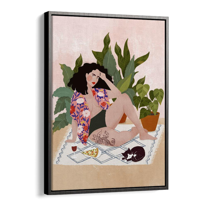 Sunday Pizza, Maja Tomjanovic Art Artwork in Black Floater Frame