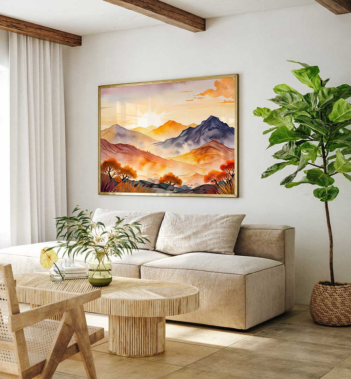 SUNLIT TREES AND SHADOWED VALLEYS , LANDSCAPE PAINTINGS