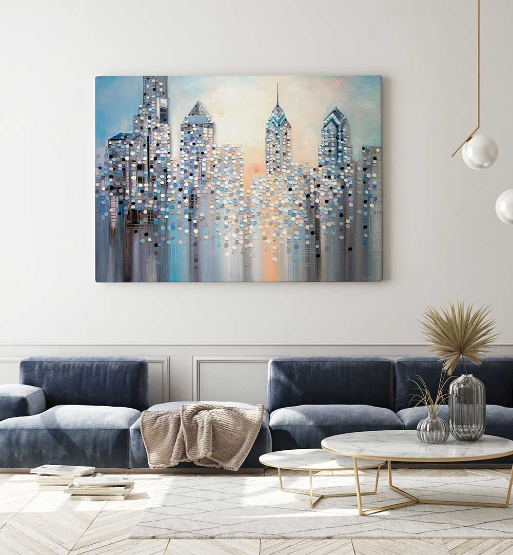 SUNRISE IN PHILADELPHIA , MODERN IMPRESSIONISM PAINTINGS