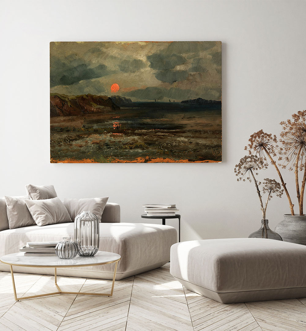 SUNRISE OVER FISHING WATERS, VINTAGE LANDSCAPE