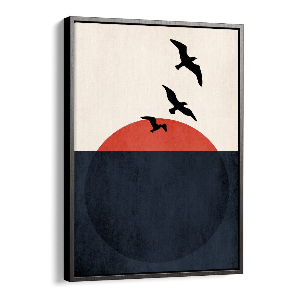 Sunset Breeze Landscape Art Artwork in Black Floater Frame