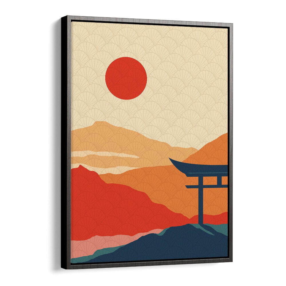 Sunset Delight Landscape Art Artwork in Black Floater Frame