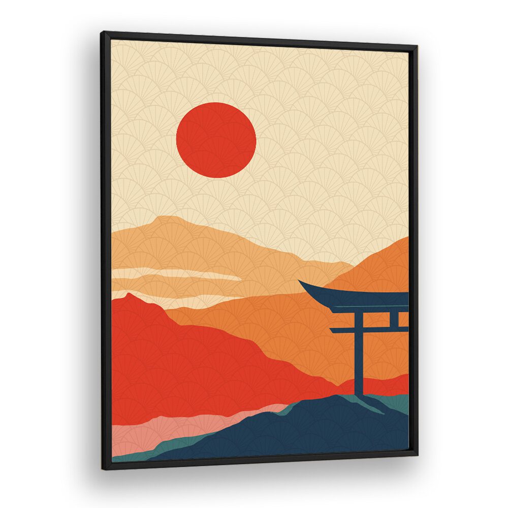 Sunset Delight Landscape Art Artwork in Black Plain Frame